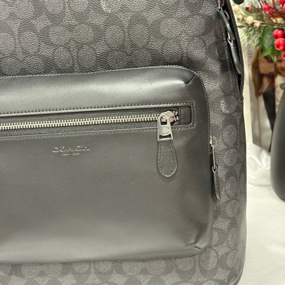NWT Coach West Backpack In Signature Canvas Cv925 Gunmetal /charcoal /black - Picture 2 of 12